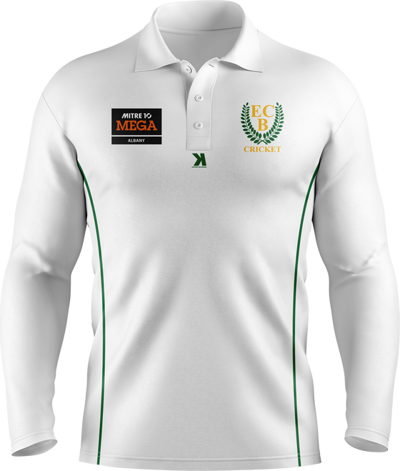 ECBC White Cricket Shirt - Long Sleeve