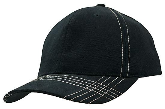 Brushed Heavy Cotton with Contrasting Stitching & Cross Stitched Peak - madhats.com.au