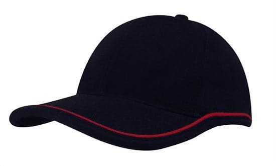 Brushed Heavy Cotton with Piping On Peak & Crown - madhats.com.au