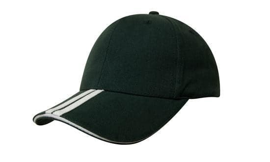 Brushed Heavy Cotton with Two Striped Peak and Sandwich - madhats.com.au