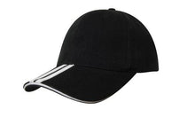  Brushed Heavy Cotton with Two Striped Peak and Sandwich - madhats.com.au