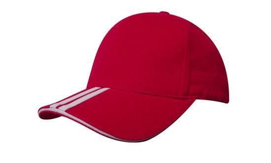 Brushed Heavy Cotton with Two Striped Peak and Sandwich - madhats.com.au