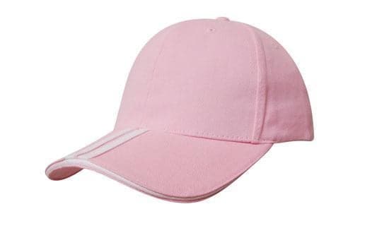 Brushed Heavy Cotton with Two Striped Peak and Sandwich - madhats.com.au