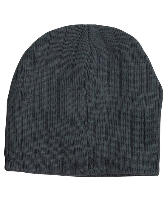 Cable Knit Beanie With Fleece Head Band - madhats.com.au