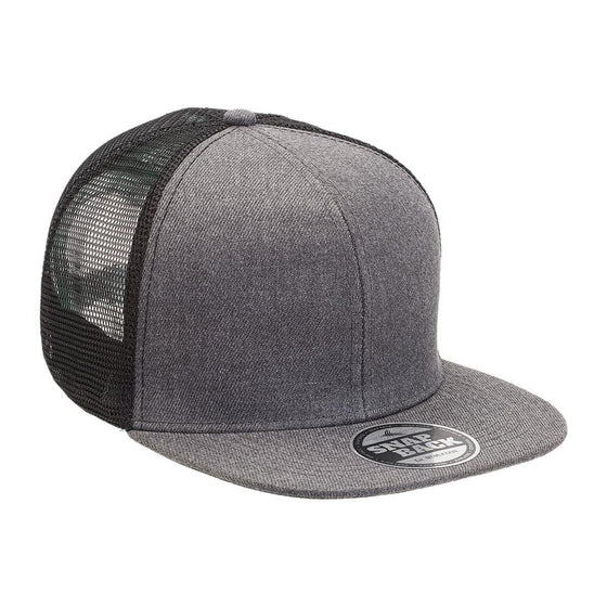 Heathered Flat Peak Trucker - madhats.com.au