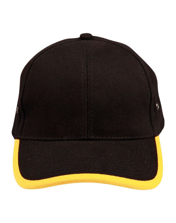 Heavy brushed cotton peak & back trimp cap - madhats.com.au