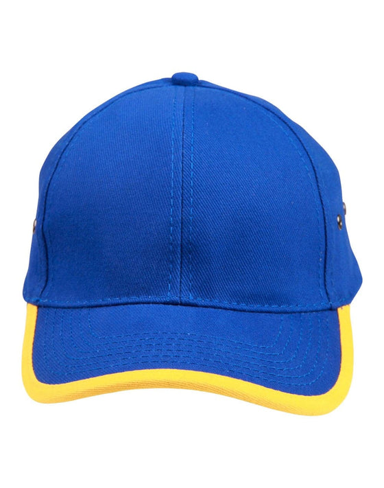 Heavy brushed cotton peak & back trimp cap - madhats.com.au