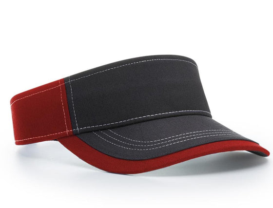 Richardson Charcoal Front With Contrast Stitching Sun Visor - madhats.com.au