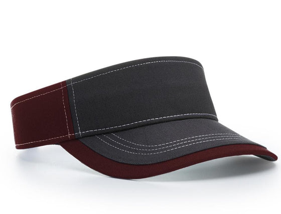 Richardson Charcoal Front With Contrast Stitching Sun Visor - madhats.com.au