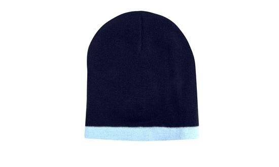 Roll Down Two Tone Acrylic Beanie - Toque - madhats.com.au