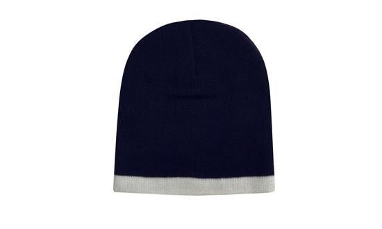 Roll Down Two Tone Acrylic Beanie - Toque - madhats.com.au