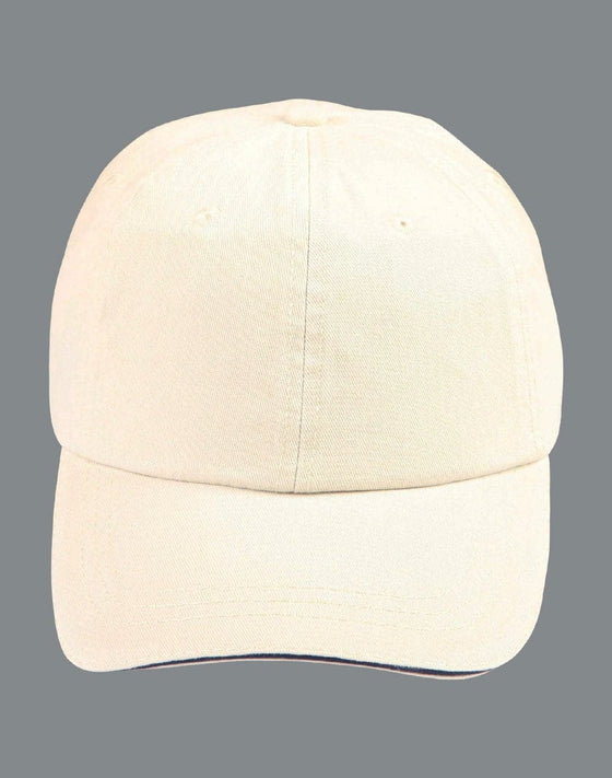 Washed polo cotton unstructured cap sandwich cap - madhats.com.au