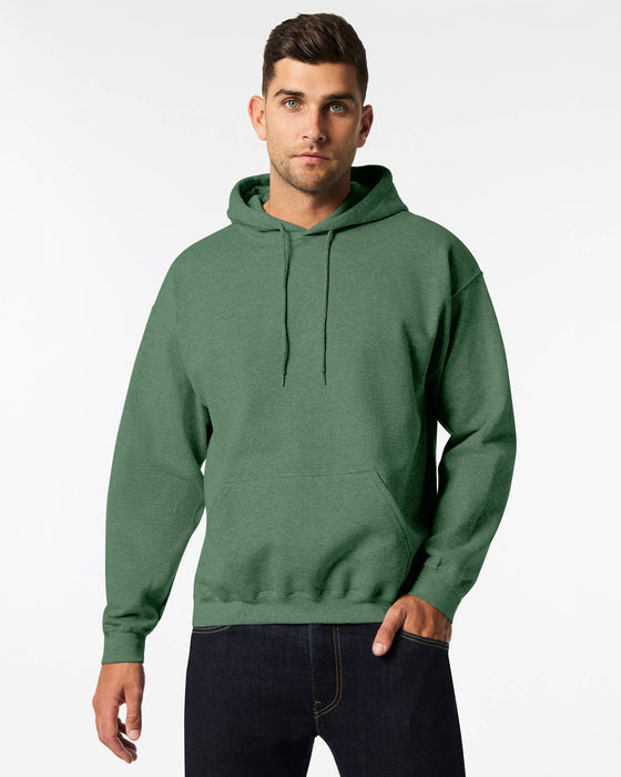 18500 ADULT 50/50 HOODED SWEAT HTR SP DKGRNARGE