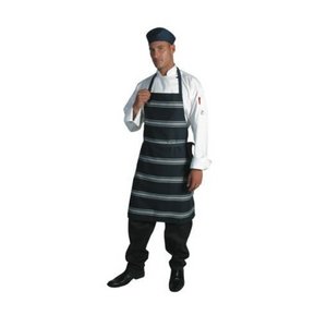 Blue & White Stripe Bib Apron - No Pocket - kustomteamwear.com