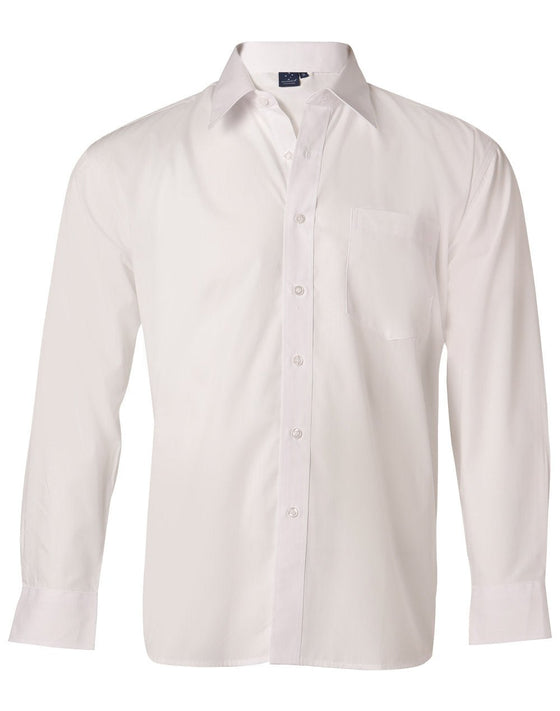 BS01L Men's Poplin Long Sleeve Business Shirt - kustomteamwear.com