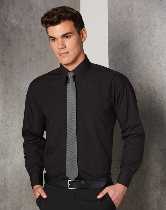 BS01L Men's Poplin Long Sleeve Business Shirt - kustomteamwear.com