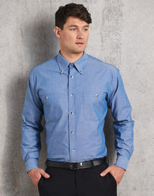  BS03L Men's Chambray Long Sleeve - kustomteamwear.com