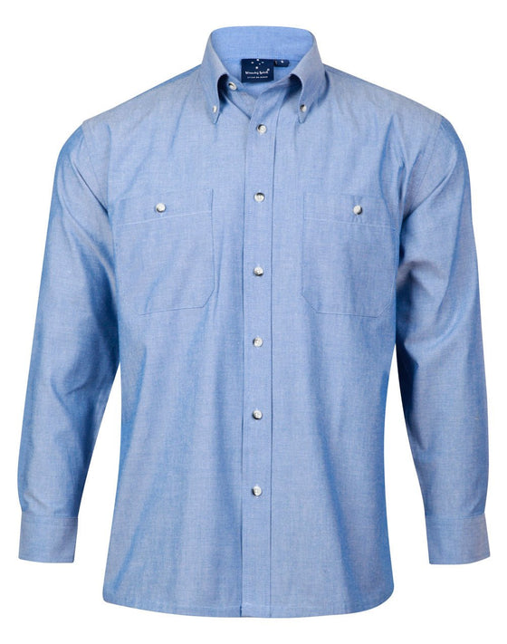 BS03L Men's Chambray Long Sleeve - kustomteamwear.com