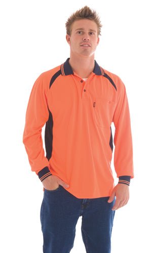 Cool-Breeze Contrast Mesh Polo - long sleeve - kustomteamwear.com