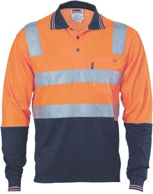  Cotton Back HiVis Two Tone Polo Shirt with CSR R/ Tape - L/S - kustomteamwear.com