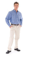 Cotton Chambray Shirt , Twin Pocket - Long Sleeve - kustomteamwear.com