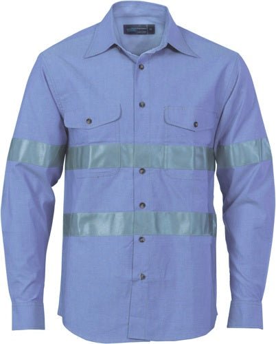 Cotton Chambray Shirt with Generic R/Tape - Long sleeve - kustomteamwear.com