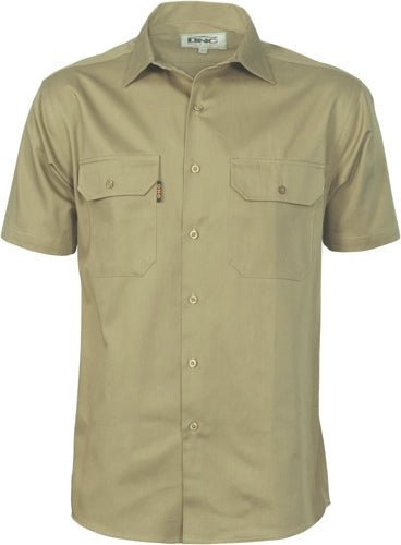 Cotton Drill Work Shirt - Short Sleeve - kustomteamwear.com