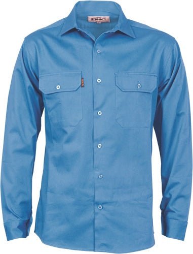 Cotton Drill Work Shirt With Gusset Sleeve - Long Sleeve - kustomteamwear.com