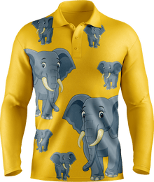  Ellie Elephant Men's Polo. Long or Short Sleeve - fungear.com.au