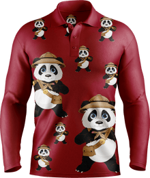  Explorer Panda Men's Long Sleeve Polo - fungear.com.au
