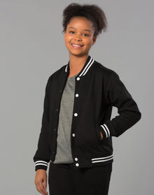  FL11K Kid's Fleece Varsity Jacket - kustomteamwear.com