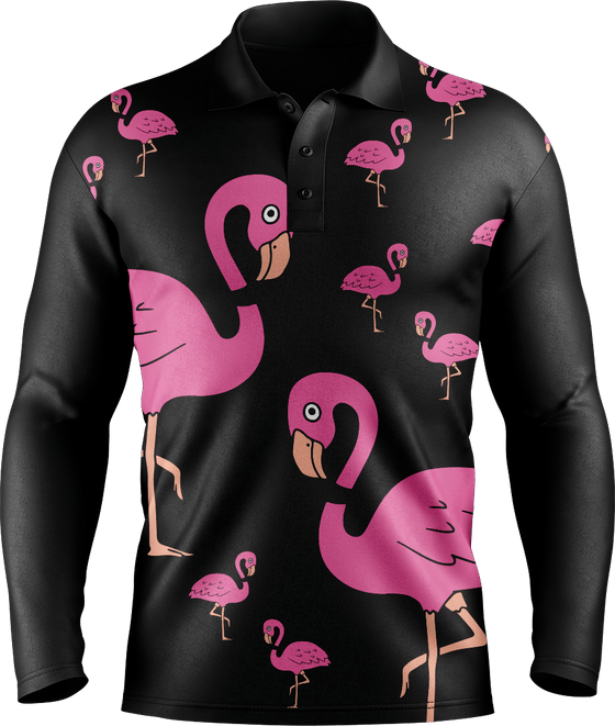 Flamingo Men's Polo. Long or Short Sleeve - fungear.com.au