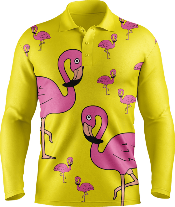 Flamingo Men's Polo. Long or Short Sleeve - fungear.com.au