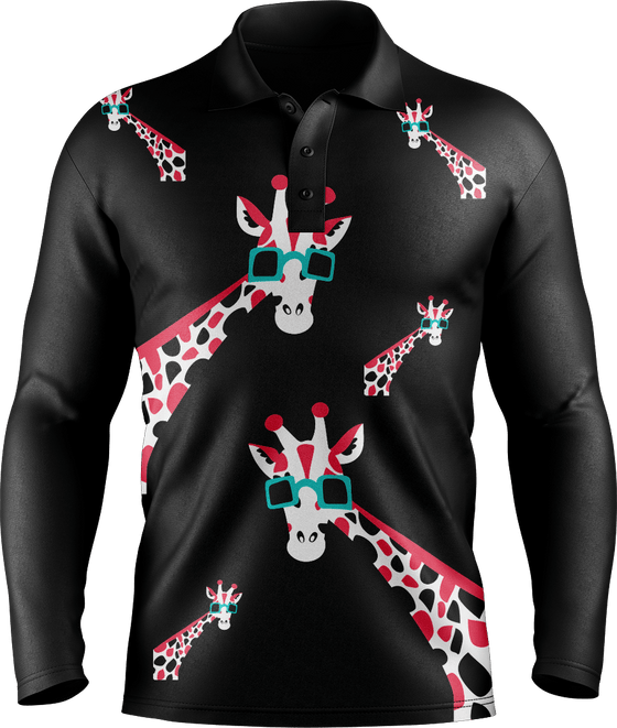 Gigi Giraffe Men's Polo. Long or Short Sleeve - fungear.com.au