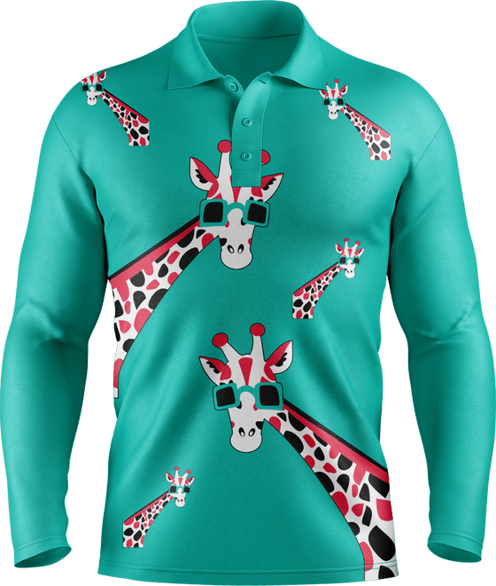 Gigi Giraffe Men's Polo. Long or Short Sleeve - fungear.com.au
