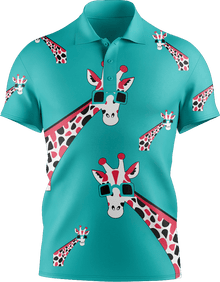  Gigi Giraffe Men's Short Sleeve Polo - fungear.com.au