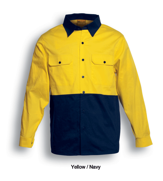 HI-VIS COTTON TWILL SHIRT L/S - kustomteamwear.com