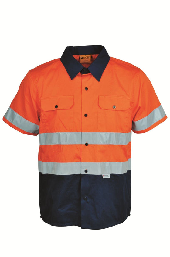 HI-VIS L/S COTTON DRILL SHIRT WITH TAPE - kustomteamwear.com