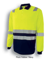 HI-VIS POLYFACE/COTTON BACK POLO WITH TAPE -L/S - kustomteamwear.com