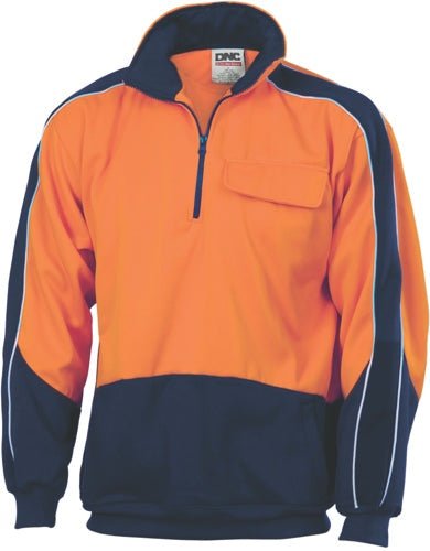 HiVis 2 Tone 1/2 Zip Hi-Neck Panel Fleecy Windcheater - kustomteamwear.com