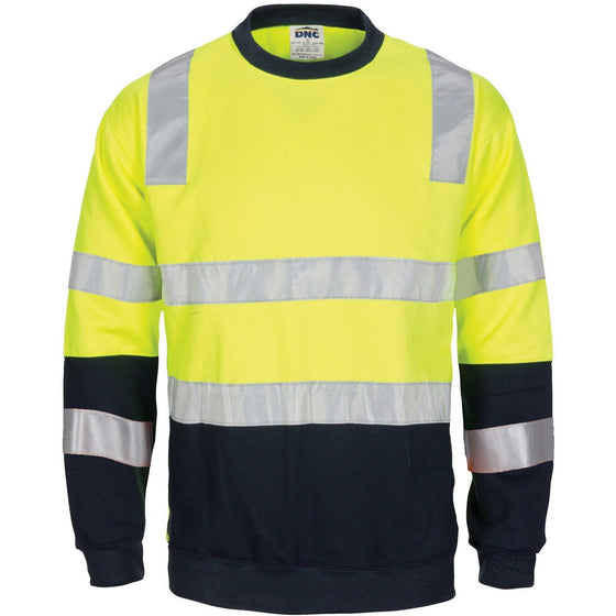 HIVIS 2 tone, crew-neck fleecy sweat shirt with shoulders, double hoop body and arms CSR R/Tape. - kustomteamwear.com
