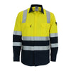 Hivis 2 tone L/W cotton bio-motion & "x" back shirt with CSR R/tape - L/S - kustomteamwear.com