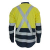 Hivis 2 tone L/W cotton bio-motion & "x" back shirt with CSR R/tape - L/S - kustomteamwear.com