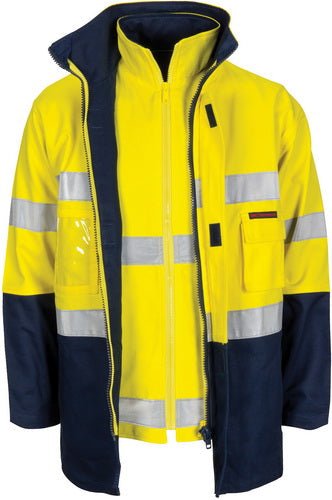 HiVis "4 IN 1" Cotton Drill Jacket with Generic R/Tape - kustomteamwear.com