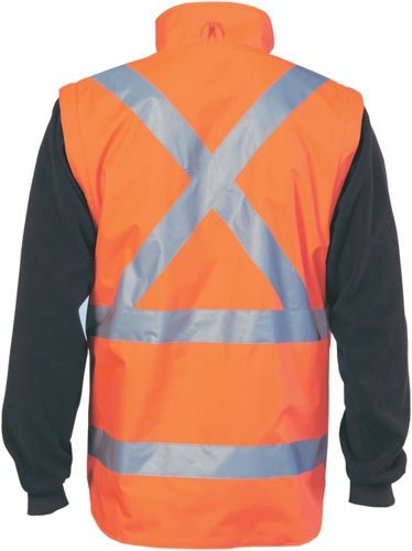 HiVis Ò4 in 1Ó Zip off Sleeve Reversible Vest, X Back with additional tape on Tail - kustomteamwear.com