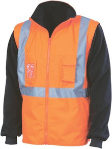  HiVis Ò4 in 1Ó Zip off Sleeve Reversible Vest, X Back with additional tape on Tail - kustomteamwear.com