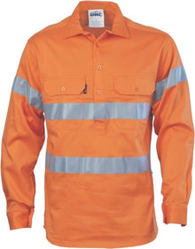  HiVis Close Front Cotton Drill Shirt with 3M R/Tape - kustomteamwear.com