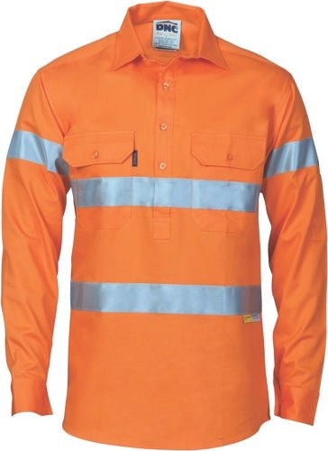 HiVis Close Front Cotton Drill Shirt with 3M R/Tape - kustomteamwear.com