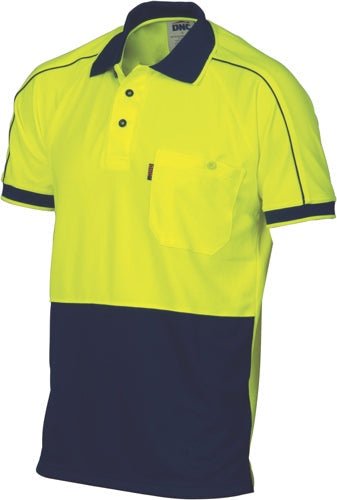 HiVis Cool-Breathe Double Piping Polo - Short Sleeve - kustomteamwear.com