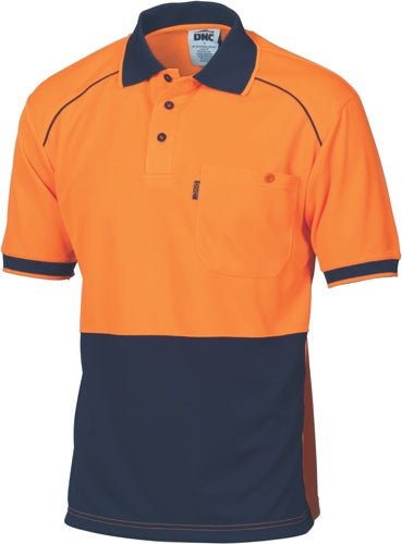 HiVis Cool-Breathe Front Piping Polo - Short Sleeve - kustomteamwear.com